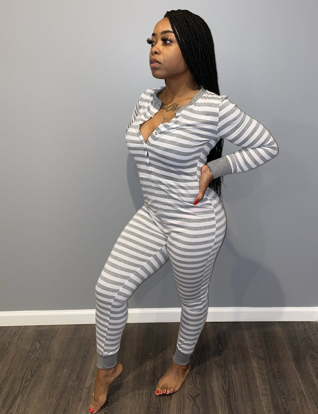 Grey Striped Onesie